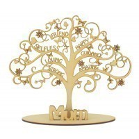Laser Cut Mothers Day Word Tree in a stand - Options to change name in stand.